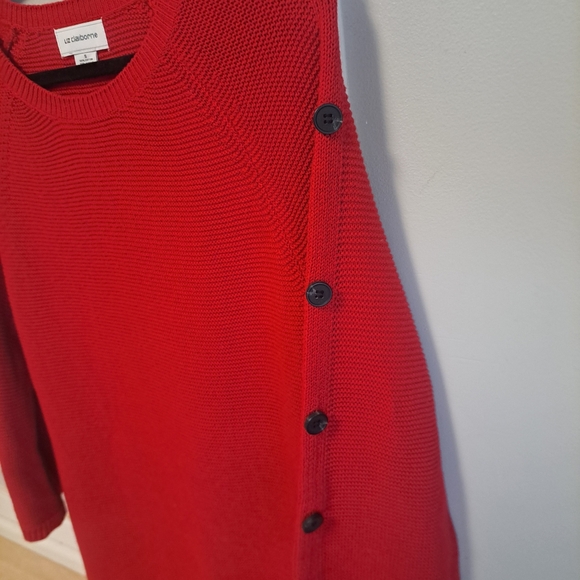 Liz Claiborne Red Button-Sleeve Tunic Sweater – Size Small - Picture 4 of 5
